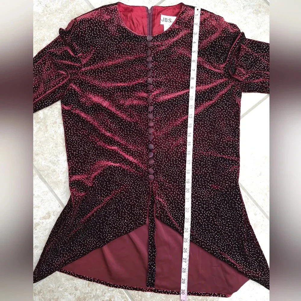 JBS LTD Womens 12 Vintage Maroon Velvet Beaded Archival Evening Jacket Holiday - Picture 6 of 6